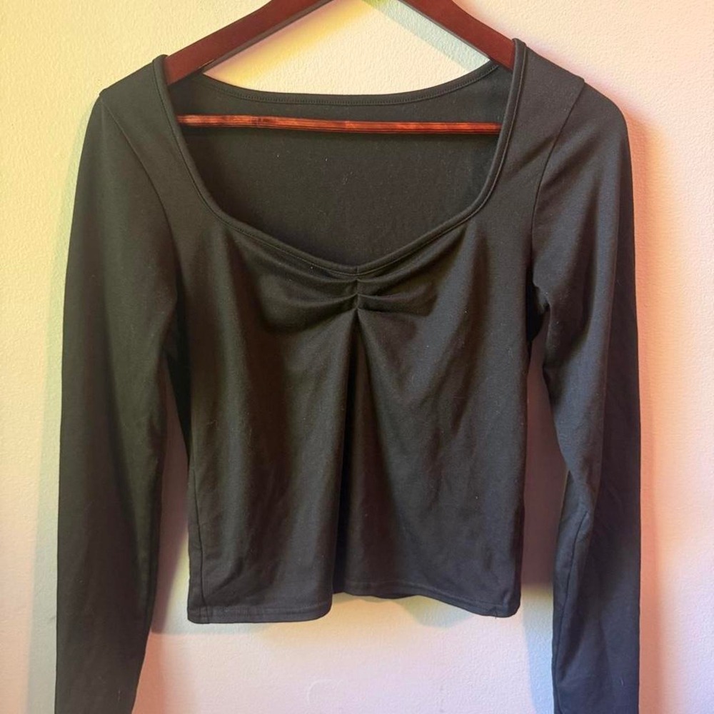 Black long sleeve casual y2k spring top